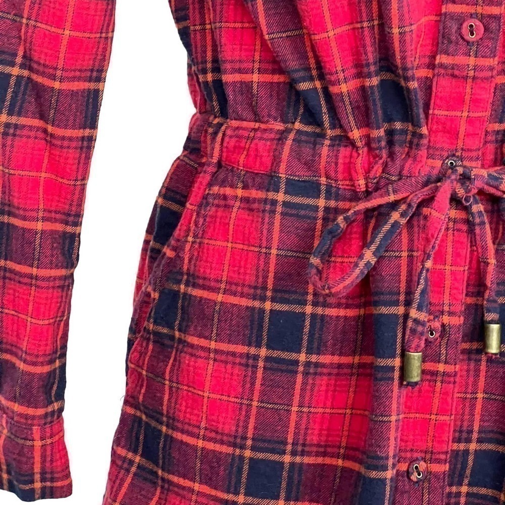 Skies Are Blue Flannel Dress Red Black Plaid‎ Long Sleeve Size XS - Picture 5 of 12